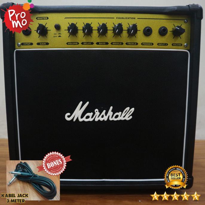 Jual Ampli Gitar Marshall 2 Input Combo Ada Efek Distorsi & Delay