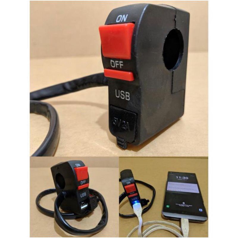 Jual Saklar on off stang lampu plus usb charger saklar stang led motor ...
