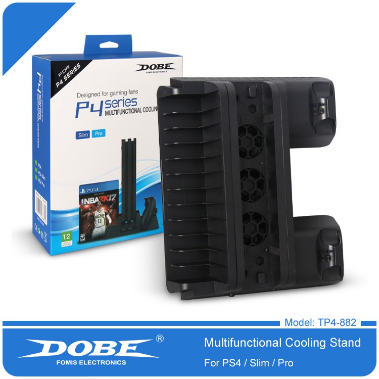 DOBE Multifunctional Vertical Cooling Fan Charging Stand PS4 FAT SLIM PRO  ALL TYPE PLAYSTATION KIPAS PS
