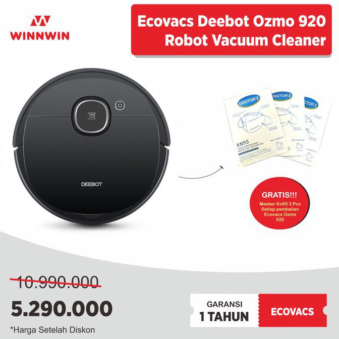 Jual Ecovacs DEEBOT OZMO 920 Robot Vacuum Mopping Mapping MultiFloor