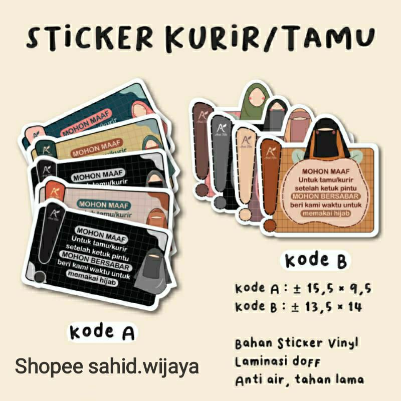 Jual Stiker Tamu Kurir Muslimah Hijab Niqab / Sticker Vinyl Jilbab
