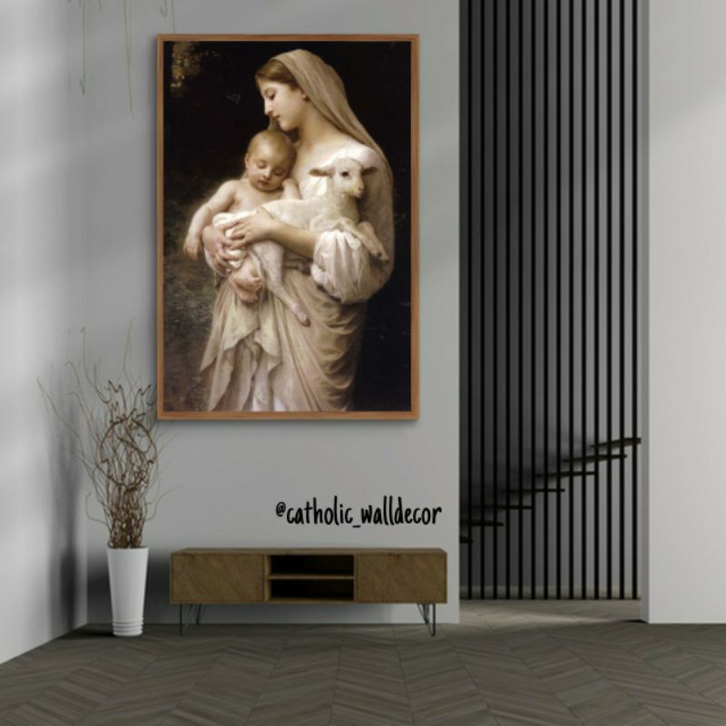 Jual Hiasan dinding Katolik gambar Bunda Maria bayi Yesus dan anak ...