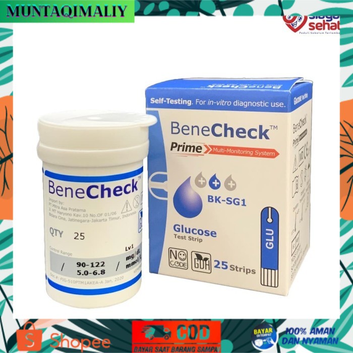 Jual [TERBARU] Benecheck PRIME- Test Strip Gula Darah ( Strip Alat Cek ...