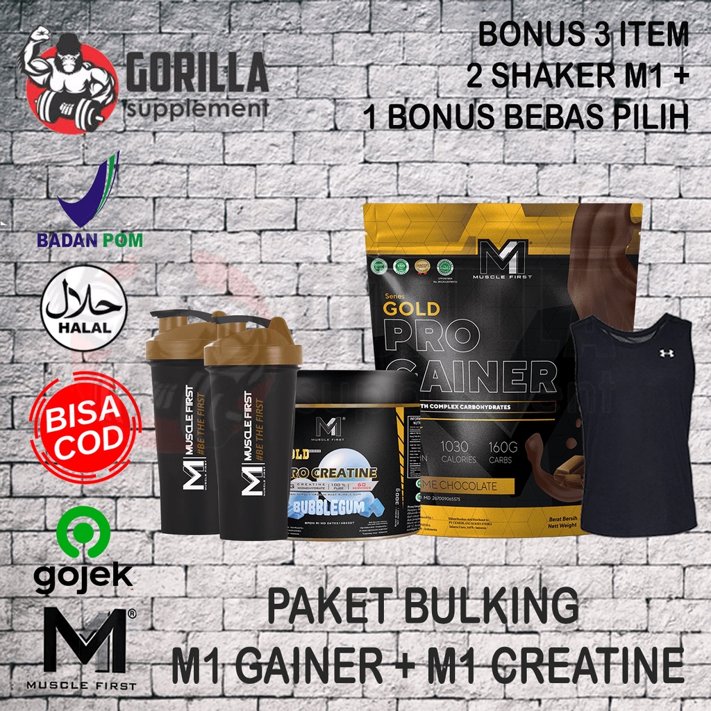 Jual Paket Naik Berat Badan Bulking Muscle First Pro Gainer 2 Lbs 6lbs Lb Dan Pro Creatine 300