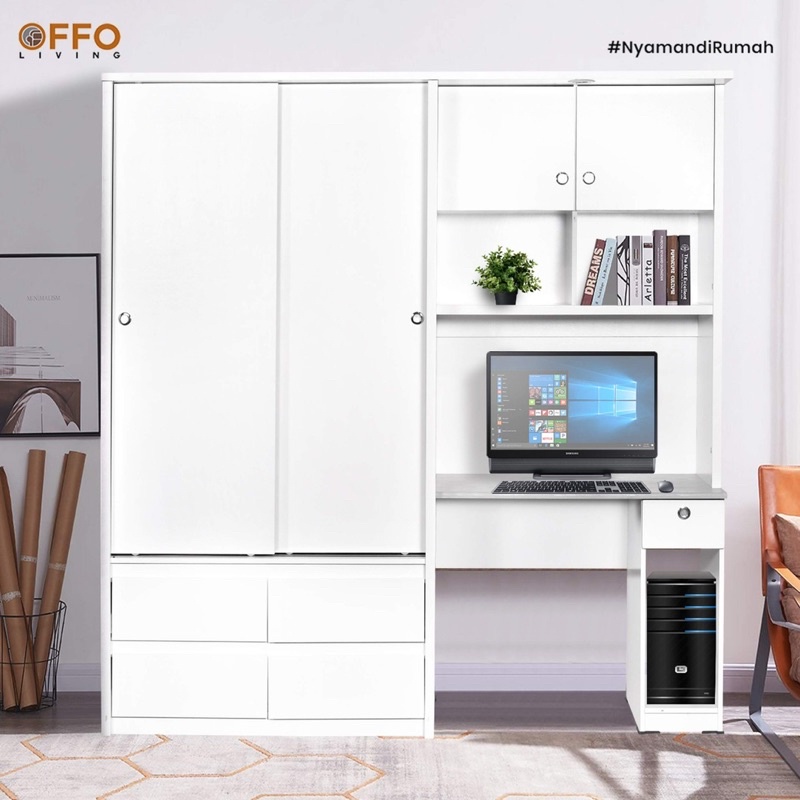 Jual Offo Living Lemari Pakaian Sliding Dengan Meja Kerja Meja