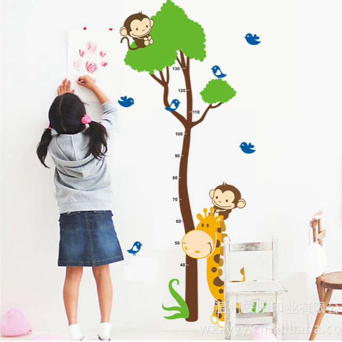 Jual RELIZA WALL STICKER Tinggi Badan Pohon Animal Jerapah Grow Up ...