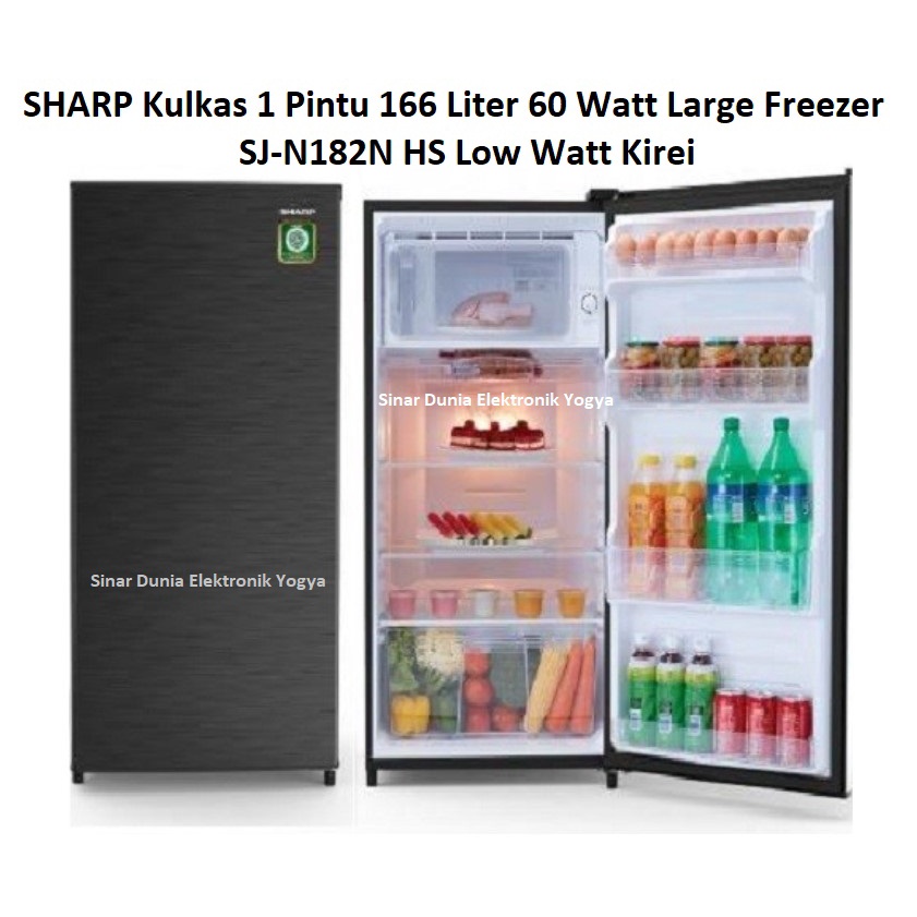 Jual SHARP Kulkas 1 Pintu 166L Low Watt 60W SJN182N HS Kirei SJN182N
