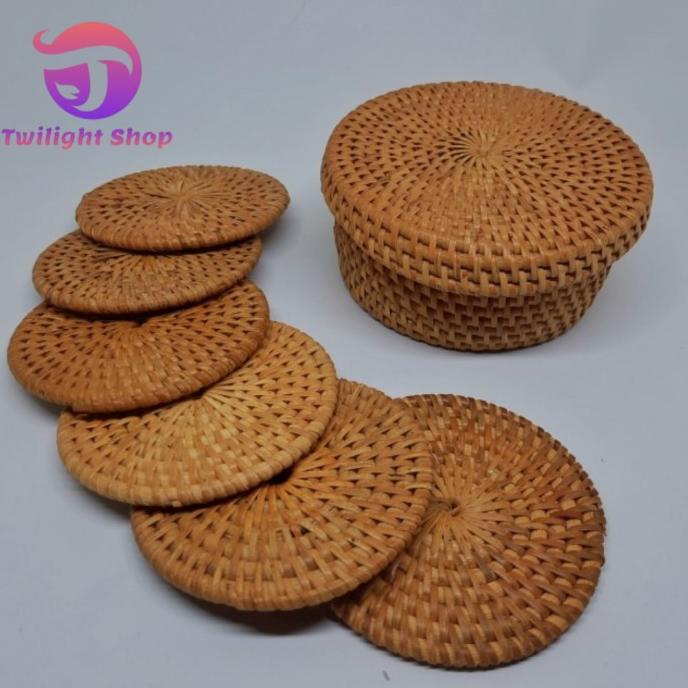 Jual Coaster Tatakan Gelas Rotan Set Export Quality | Shopee Indonesia