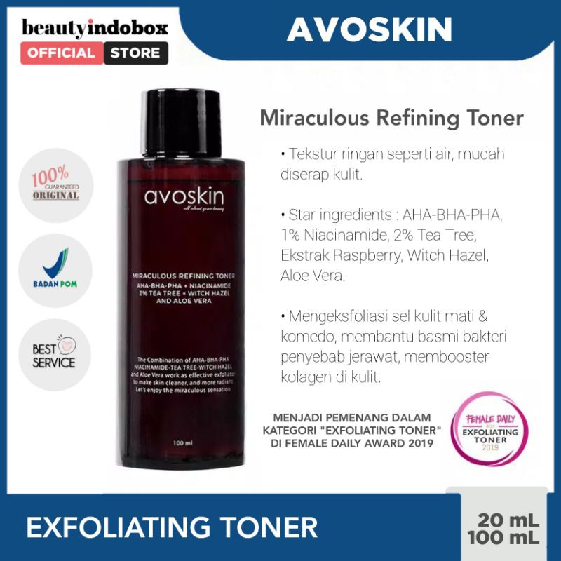 Jual AVOSKIN Miraculous Refining Toner exfoliating toner dengan AHA