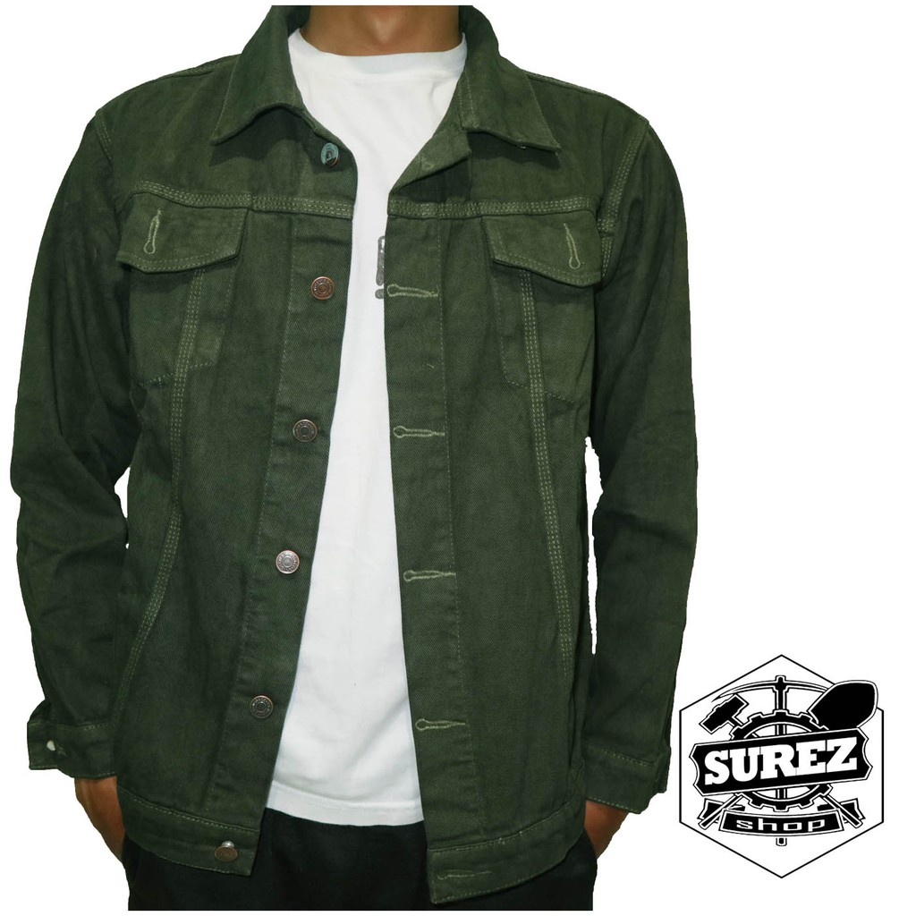 Jaket denim army deals