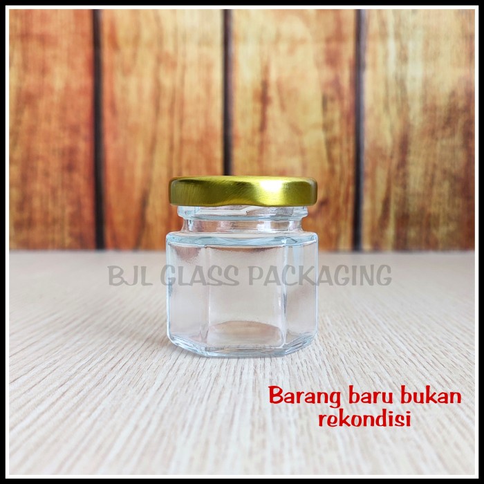Jual toples jar kaca mini hexagonal 45ml / jar kaca 45ml / toples kaca ...