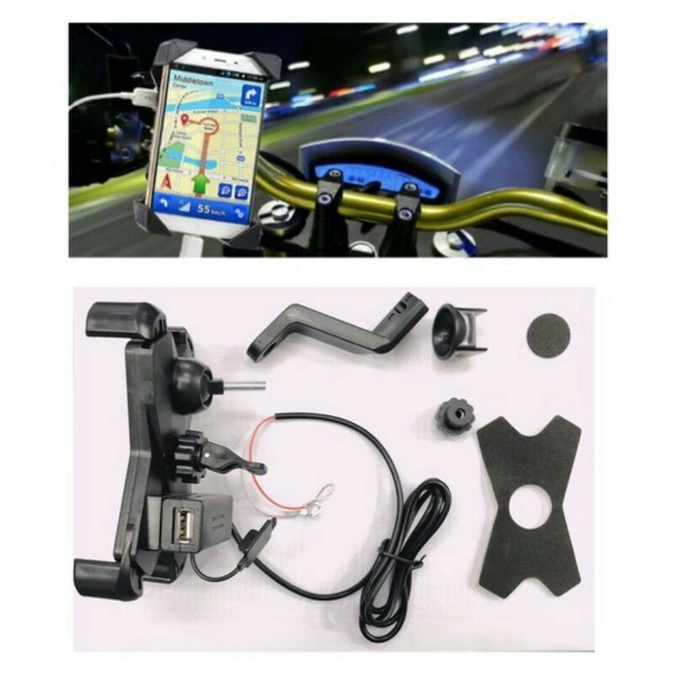 Jual Holder Motor + USB Charger Handphone Universal HMT-01 | Shopee ...
