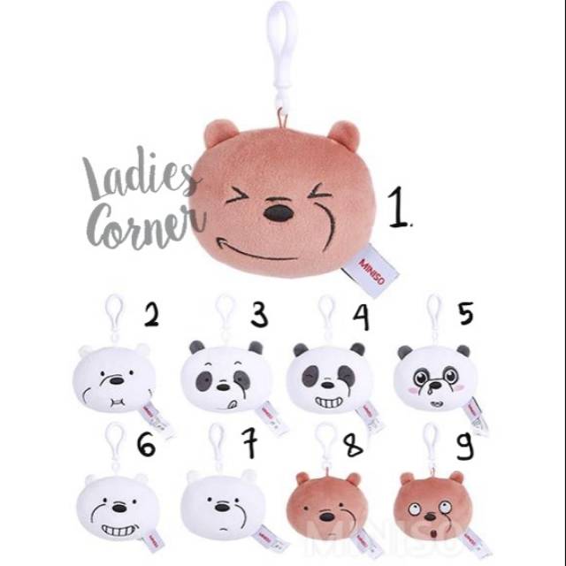 Jual We Bare Bears Cute Plush Charm Gantungan Kunci Wbb Grizzy Panpan