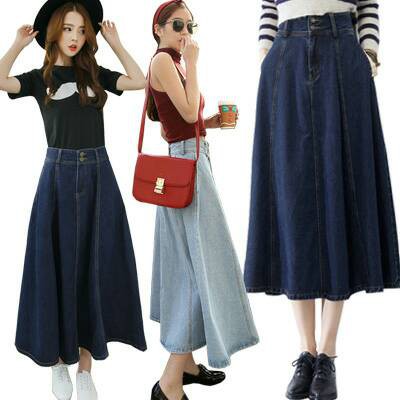 Jual JUAL Circle Pocket Denim Flare Skirt(#6065)/Rok jeans wanita/Rok ...