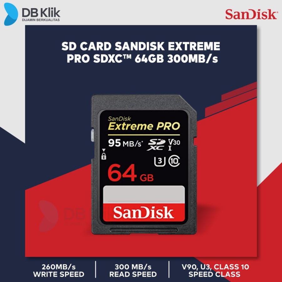 Jual SD Card SanDisk Extreme Pro SDXC 64GB 300MB/s (SDSDXDK064GGN4IN