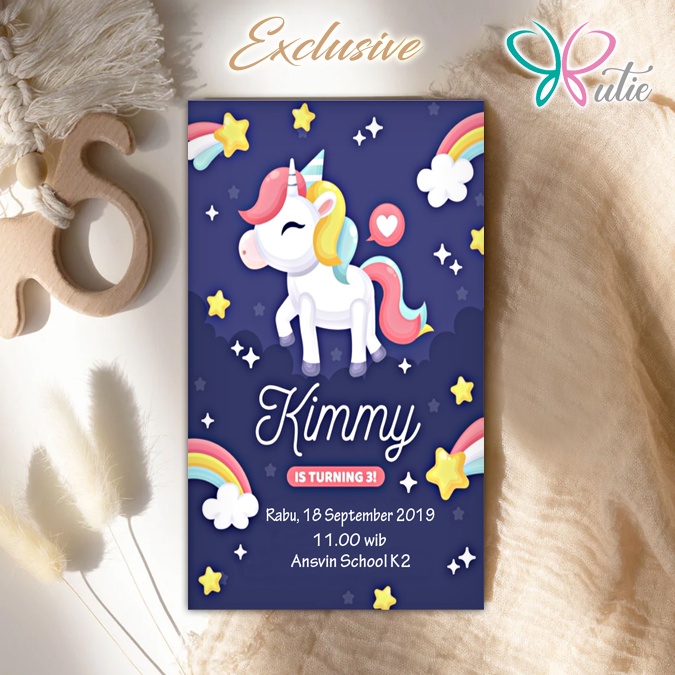 Jual UNDANGAN UNICORN 2-1 ULTAH ULANG TAHUN | Shopee Indonesia