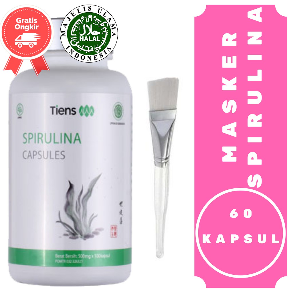 Jual Tiens Masker Spirulina Herbal Paket 60 Kapsul Gratis Kuas