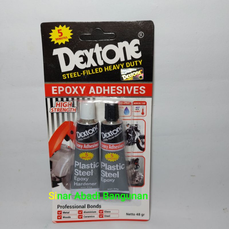 Jual LEM BESI 5MENIT/LEM EPOXY DEXTONE HITAM PUTIH 48GR | Shopee Indonesia