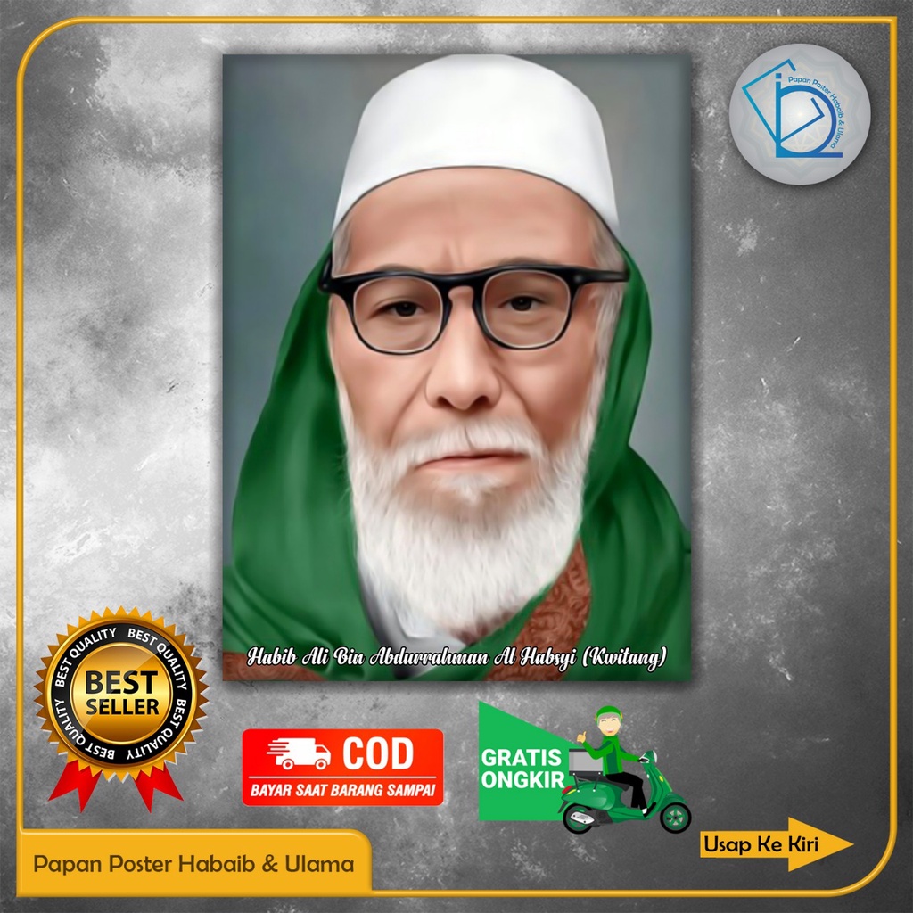 Jual Papan Poster Habib Ali Bin Abdurrahman Kwitang Ukuran 30x40cm