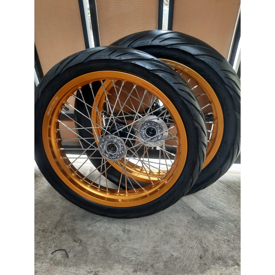 Jual PAKET HEMAT RAKITAN BAN SET SUPERMOTO KAWASAKI KLX150 VELG WILWOOD ...