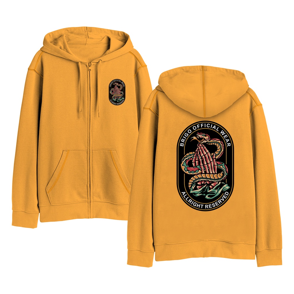 Jual Sweater Hoodie Resleting BRIGO Please snake Sablon DTF Fleece ...