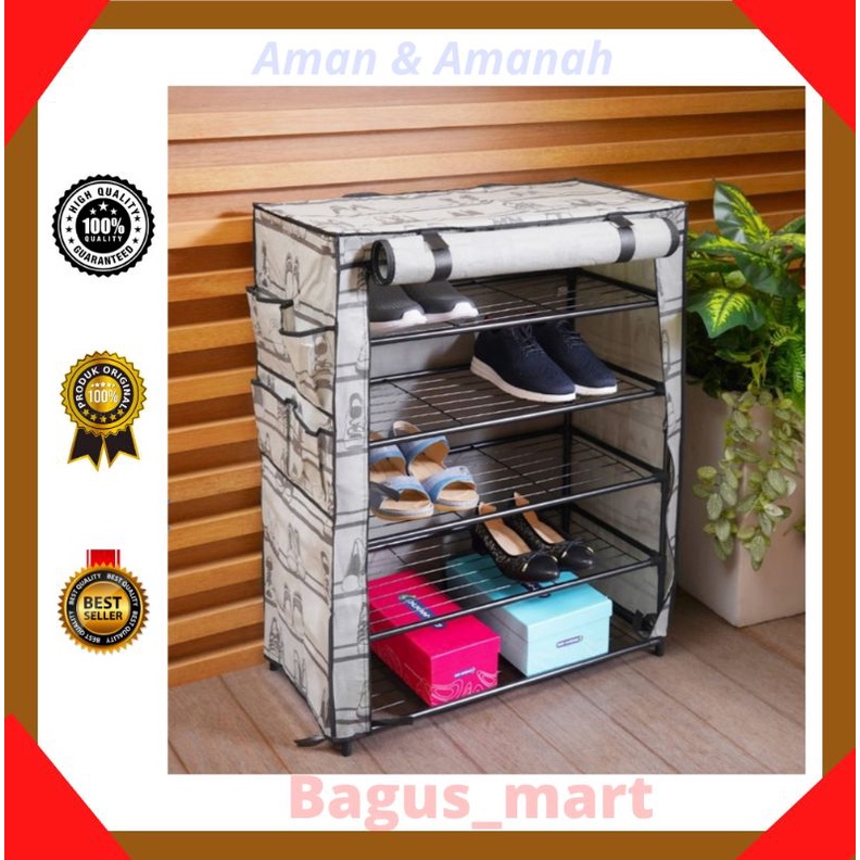 Jual Rak Sepatu 5 Tingkat - Abu-abu/lemari sepatu | Shopee Indonesia