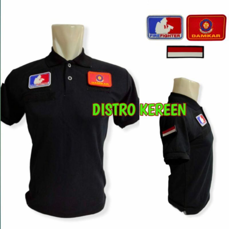 Jual Kaos Damkar Fire Fighter Velcro Warna Hitam Bisa pasang Copot ...