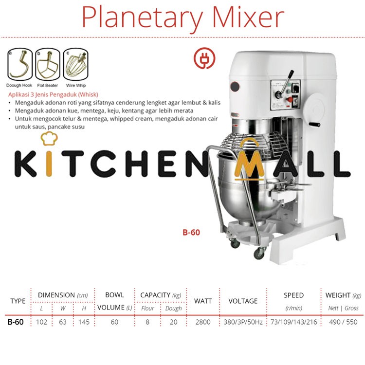 Jual GETRA B-60 Planetary Mixer / Alat Mixer Adonan / Mixer Roti ...