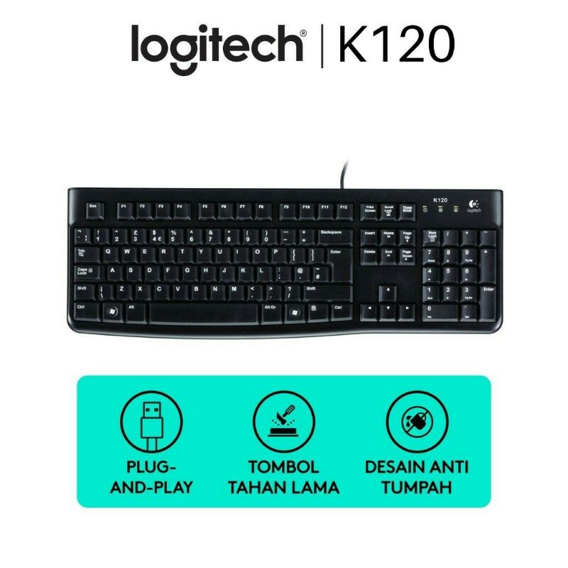 Jual Logitech K120 Corded Keyboard / Plug and Play Keyboard Shopee