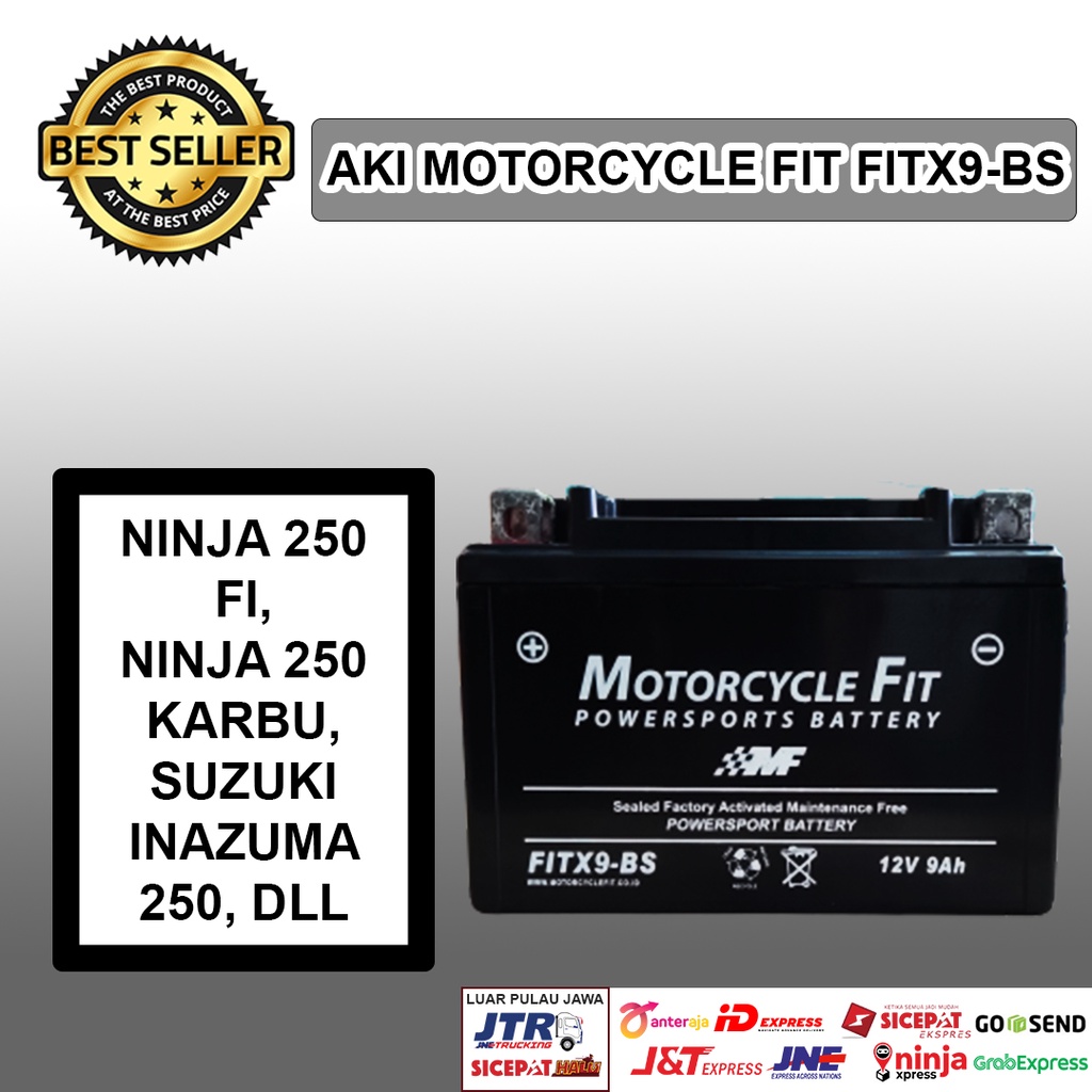 Jual Aki Motor ninja 250 Fi KAWASAKI Mf fitx9 bs Aki Kering Aki Ninja