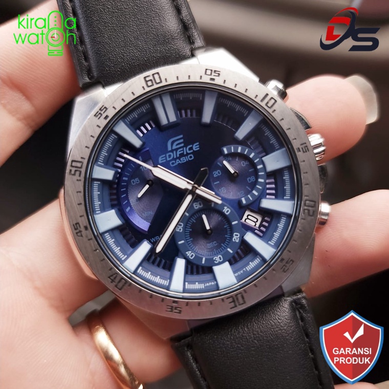 Jam Pria Edifice EFR 563 Letaher strap chronograph Premium 071022