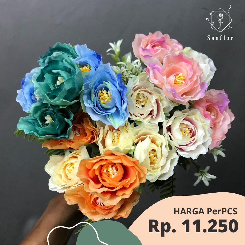 Jual Grandiflora Roseartificial Mawar Mini Mix Dua Warna Shopee