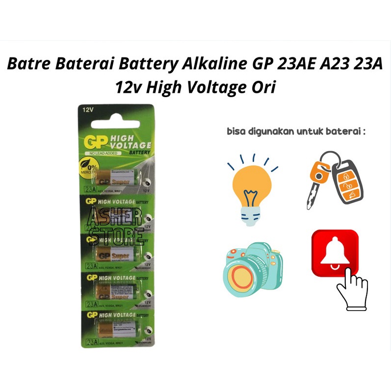 Jual GP 23A Batu Baterai 12V / Battery / Batere/ Batre Remote ALKALINE ...