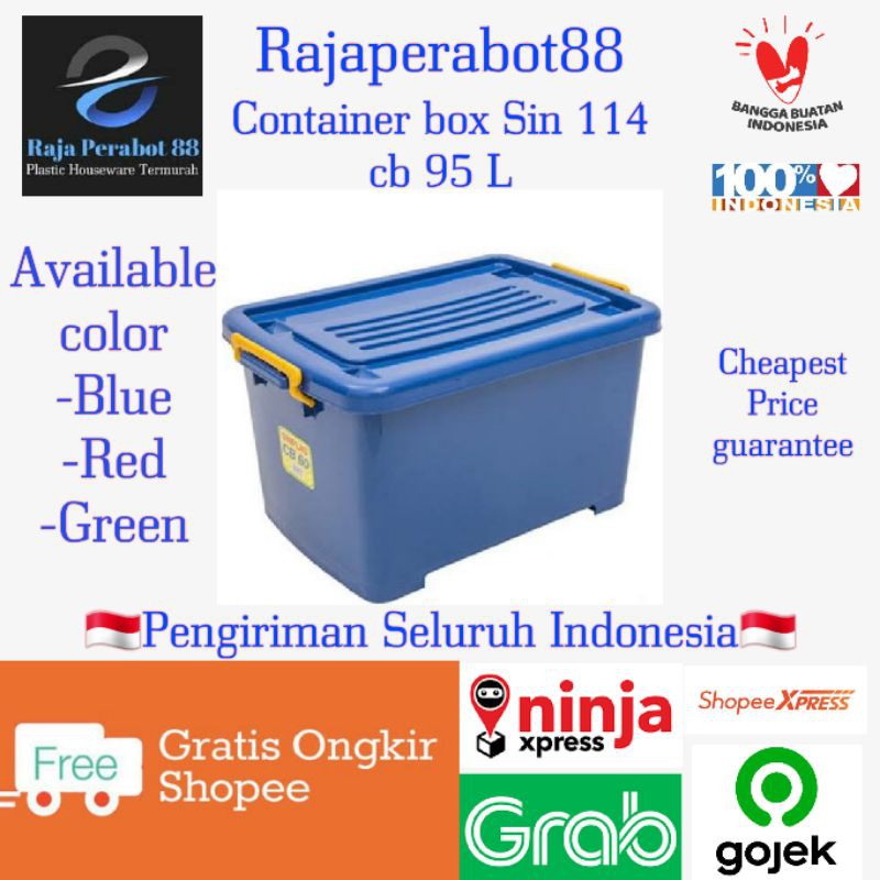 Jual Shinpo Sinplas 114 Cb 95 Container Box Plastik 95 Liter Dengan Roda Cb95 Kotak Kontainer 2072