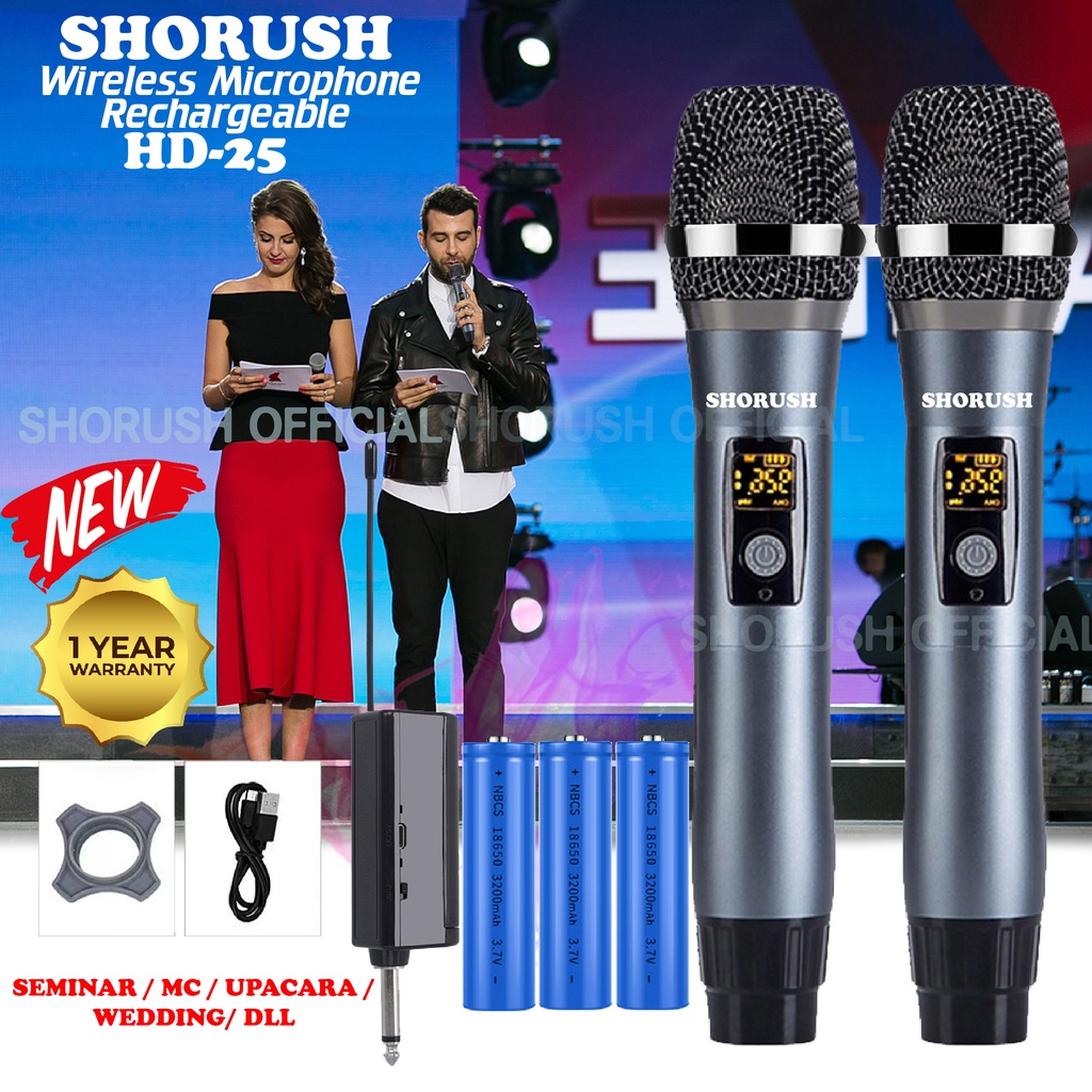Jual Shorush HD25 Microphone Mic Handheld Wireless UHF Rechargeable