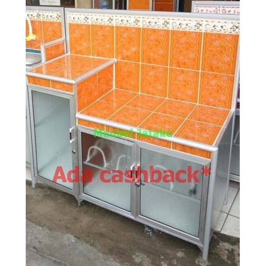 Jual Meja Dapur Meja Kompor Keramik Ukuran Super Jumbo Model L + Rak ...