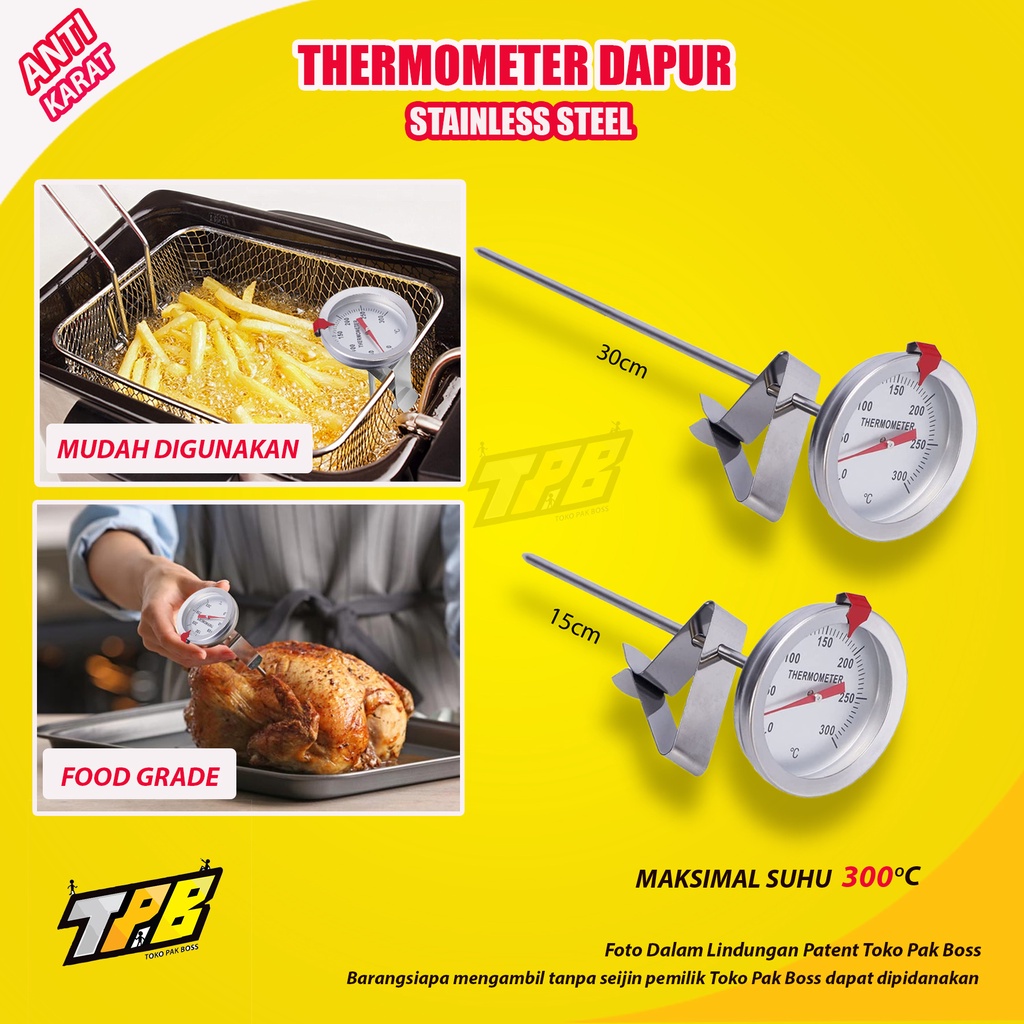 Jual (BAHAN STAINLESS PREMIUM) Termometer Masak Mekanik Jarum Pengukur ...