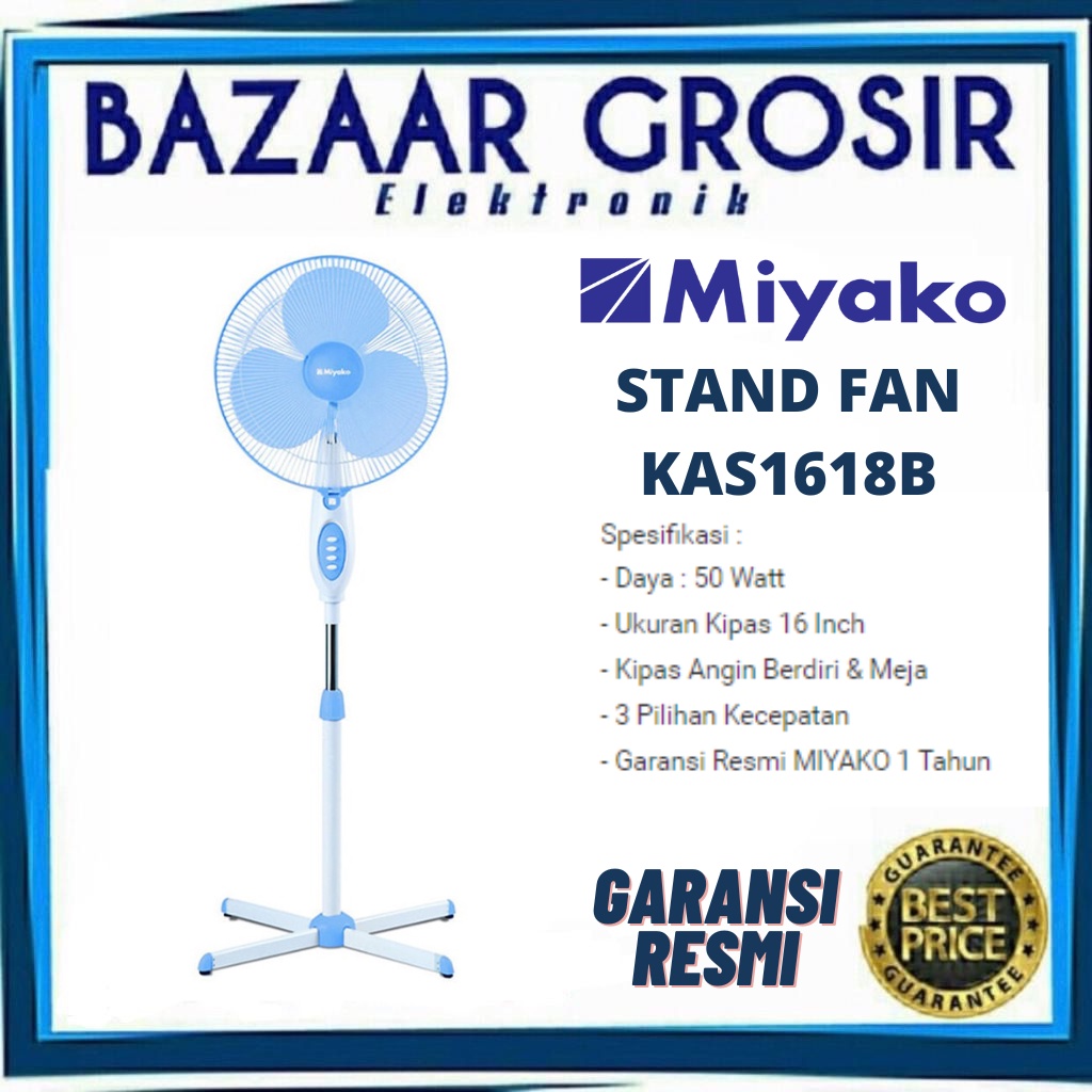 Jual MIYAKO KIPAS ANGIN BERDIRI KAS1618B STAND FAN 16 INCH KAS-1618B 16