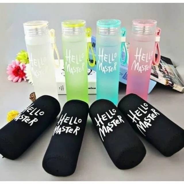 Jual BOTOL MINUM CANTIK HELLO MASTER / BOTOL MINUM KACA UNIK | Shopee ...