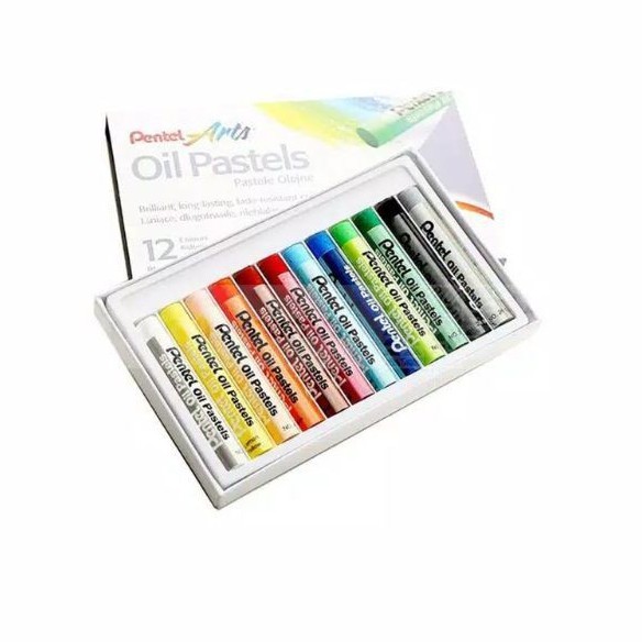 Jual Crayon Pentel Arts 12 Warna Oil Pastels Color | Shopee Indonesia