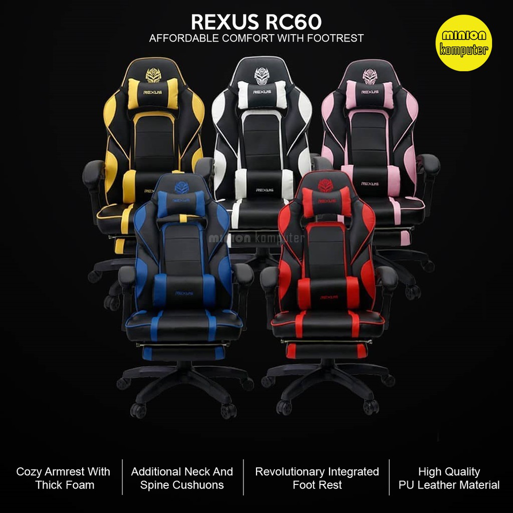 Jual Rexus RGC R60 / R-60 Gaming Chair with Footrest / Kursi Gaming ...