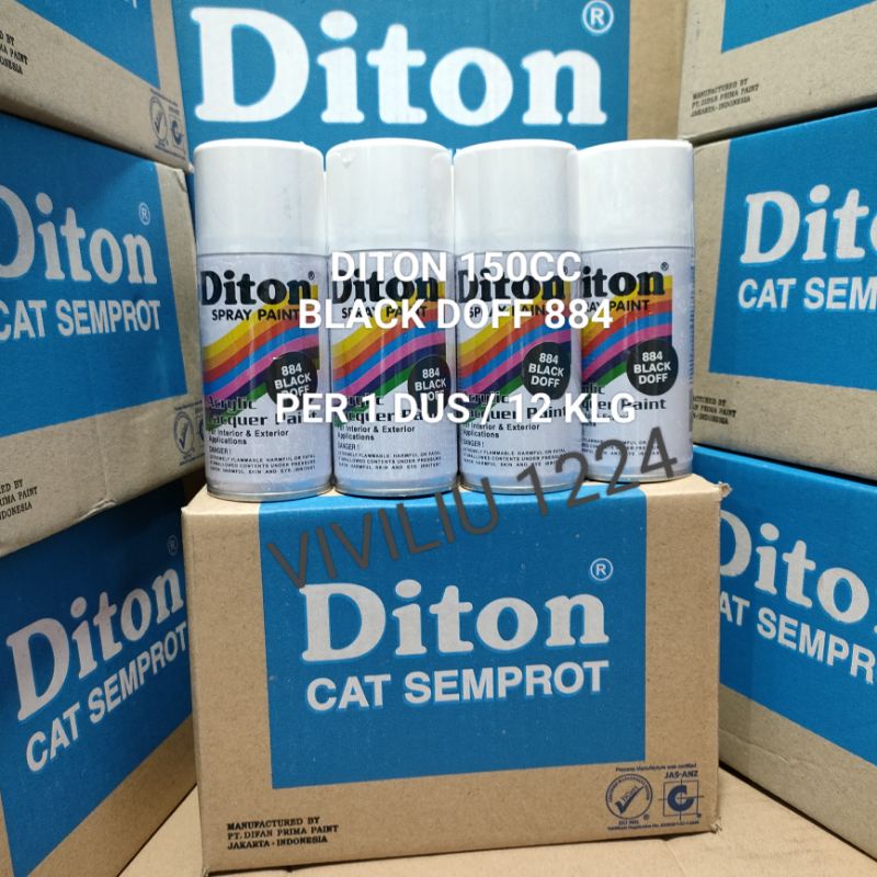 Jual Pilok Cat Diton Black Doff 884 Per 1 Dus / 12 Klg Hitam Doff Dop ...