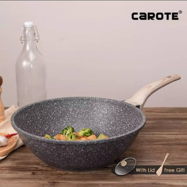 Jual Carote stirfry Wok Pan with lid 30cm Shopee Indonesia