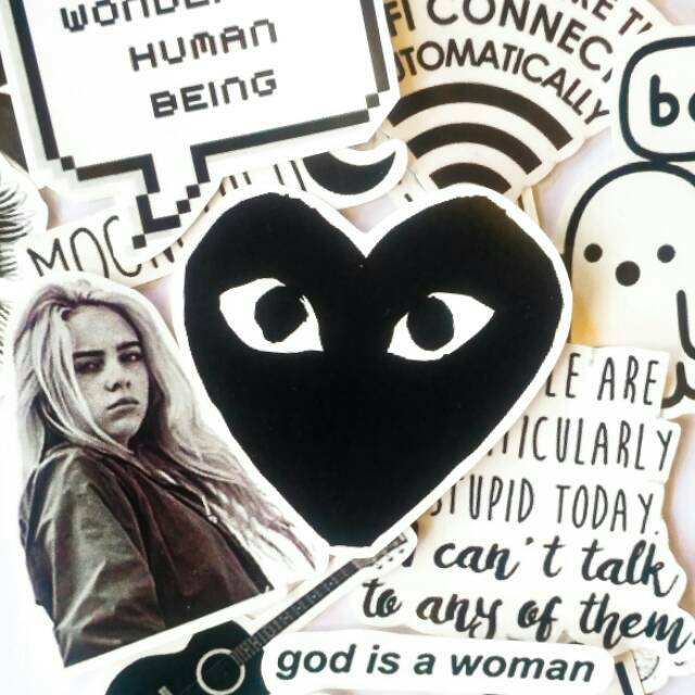 Jual Aesthetic Black and White Waterproof Sticker Pack include 26 pcs