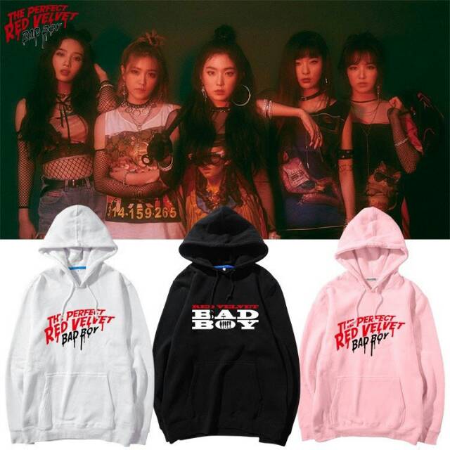 Kpop red shop velvet hoodie