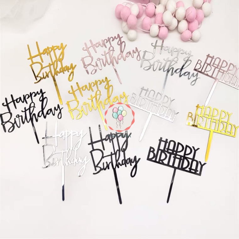 Jual CAKE TOPPER HBD ACRYLIC / TUSUKAN HIASAN KUE AKRILIK | Shopee ...