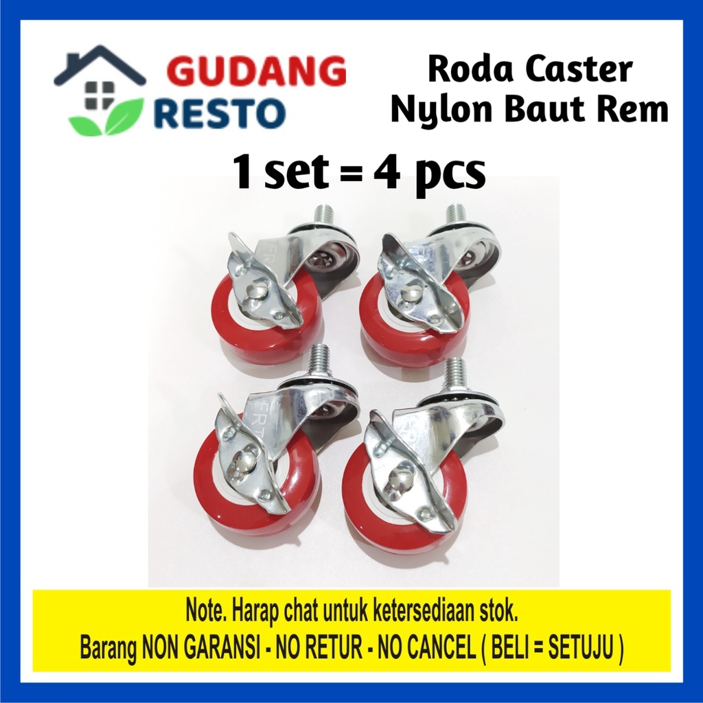 Jual Roda Merah Caster Hidup Rem Castor Nylon Nilon Baut Inch Troli Geledekan Shopee Indonesia