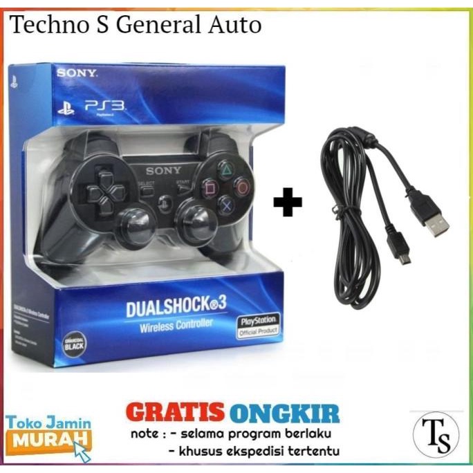 Jual Stik Stick PS3 Wireless Original Pabrik + Kabel charger PS 3 Ori