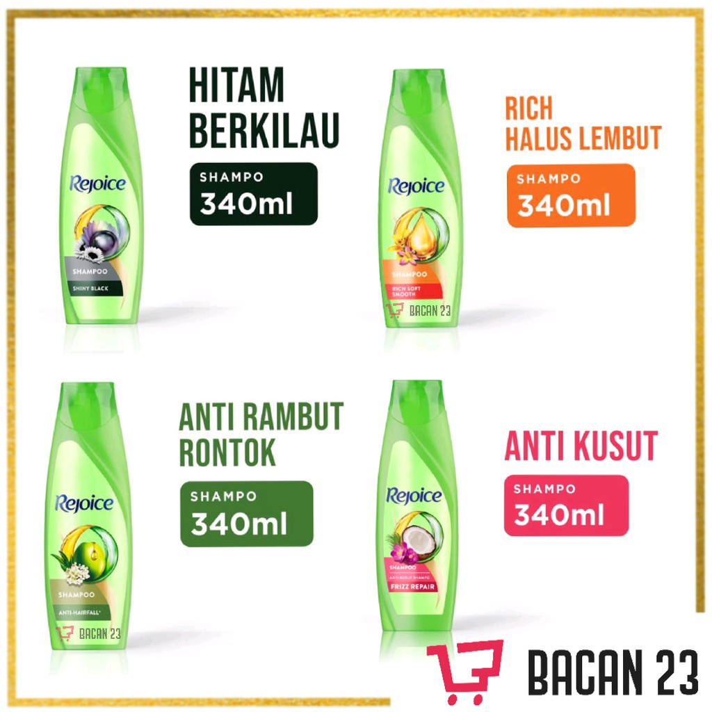 Rejoice Shampoo (340ml) ( Shiny Black / Hair Fall / Rich Soft / Frizz Repair / Anti Dandruff/ Korean jeju) / Bacan 23 - Bacan23