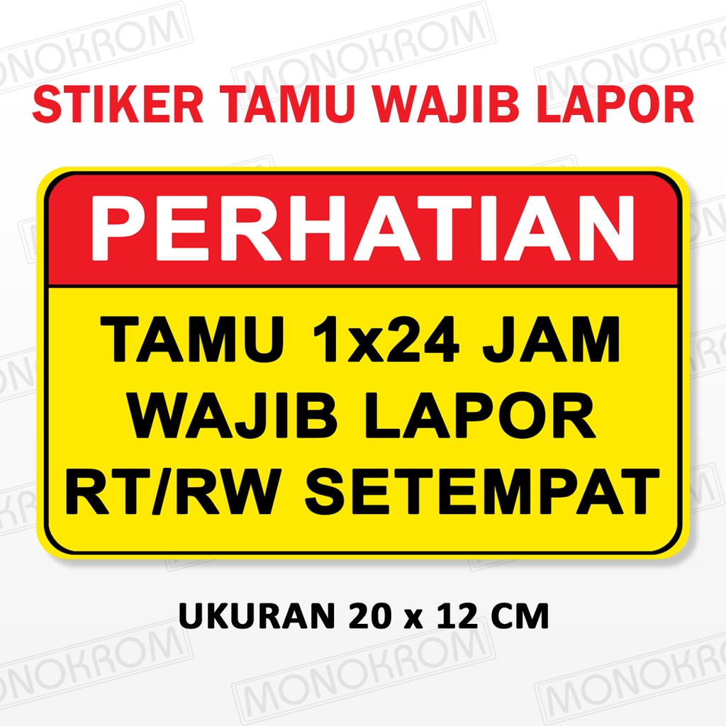 Jual STIKER TAMU WAJIB LAPOR | STICKER LAPOR RT RW | Shopee Indonesia